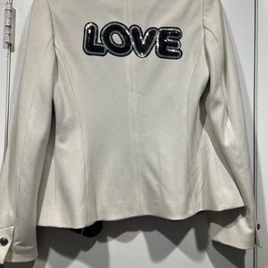 Next Cream Blazer with Black 'LOVE' Patch